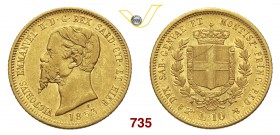 VITTORIO EMANUELE II, Re di Sardegna (1849-1861) 10 Lire 1853 Torino. Pag. 363 Au g 3,22 Estremamente rara BB/q.SPL