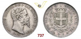 VITTORIO EMANUELE II, Re di Sardegna (1849-1861) Lira 1850 Genova. Pag. 401 Ag g 4,99 Rarissima • Piccola imperfezione del tondello, sul taglio SPL