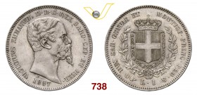 VITTORIO EMANUELE II, Re di Sardegna (1849-1861) Lira 1857 Torino. Pag. 410 Ag g 5,02 Rara q.FDC