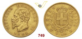 VITTORIO EMANUELE II (1861-1878) 20 Lire 1861 Torino. MIR 1078a Pag. 455 Au g 6,41 Rara BB