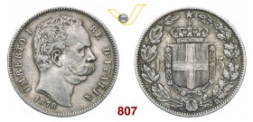 UMBERTO I (1878-1900) 5 Lire 1878 Roma. Pag. 589 MIR 1099a Ag g 24,82 Rara BB+