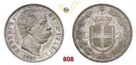 UMBERTO I (1878-1900) 2 Lire 1887 Roma. Pag. 597 MIR 1102a Ag g 10,00 q.FDC/FDC