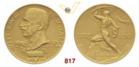 VITTORIO EMANUELE III (1900-1946) 100 Lire 1925 Roma “vetta d’Italia”. Pag. 645 Au g 32,25 • Colpetto al bordo ma esemplare di notevole conservazione,...