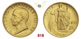 VITTORIO EMANUELE III (1900-1946) 100 Lire 1931 IX Roma. Pag. 646 MIR 1118a Au g 8,80 SPL÷FDC