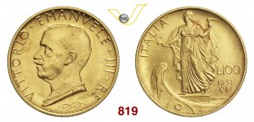 VITTORIO EMANUELE III (1900-1946) 100 Lire 1931 X Roma. Pag. 647 MIR 1118b Au g 8,80 Rara q.FDFC