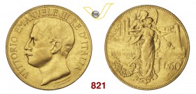 VITTORIO EMANUELE III (1900-1946) 50 Lire 1911 Roma “cinquantenario”. Pag. 656 MIR 1122a Au g 15,98 • Proveniente da montatura q.MB