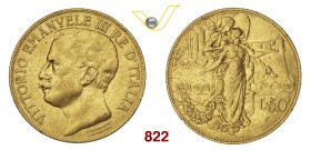 VITTORIO EMANUELE III (1900-1946) 50 Lire 1911 Roma “cinquantenario”. Pag. 656 MIR 1122a Au g 16,11 MB+