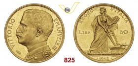 VITTORIO EMANUELE III (1900-1946) 50 Lire 1912 Roma “aratrice”. Pag. 653 MIR 1121b Au g 16,14 SPL