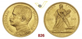 VITTORIO EMANUELE III (1900-1946) 50 Lire 1912 Roma “aratrice”. Pag. 653 MIR 1121b Au g 16,15 SPL
