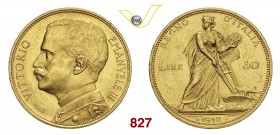 VITTORIO EMANUELE III (1900-1946) 50 Lire 1912 Roma “aratrice”. Pag. 653 MIR 1121b Au g 16,15 SPL