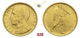 VITTORIO EMANUELE III (1900-1946) 50 Lire 1931 IX Roma. Pag. 657 MIR 1123a Au g 4,41 q.FDC
