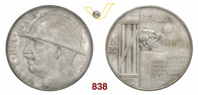 VITTORIO EMANUELE III (1900-1946) 20 Lire 1928 VI Roma “elmetto”. Pag. 680 MIR 1129a Ag • Sigillata Cesare Bobba BB