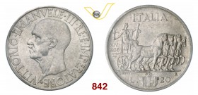 VITTORIO EMANUELE III (1900-1946) 20 Lire 1936 XIV Roma “impero o quadriga”. Pag. 681 MIR 1130a Ag Rara • Sigillata q.FDC da Zamboni