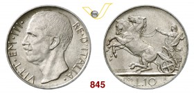 VITTORIO EMANUELE III (1900-1946) 10 Lire 1926 Roma. Pag. 691 MIR 1132a Ag g 10,00 Rara SPL+
