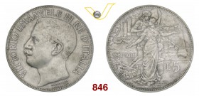 VITTORIO EMANUELE III (1900-1946) 5 Lire 1911 Roma “Cinquantenario”. Pag. 707 MIR 1135a Ag • Sigillata BB da Cesare Bobba
