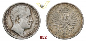 VITTORIO EMANUELE III (1900-1946) 2 Lire 1901 Roma. Pag. 725 MIR 1139a Ag g 9,90 Molto rara MB