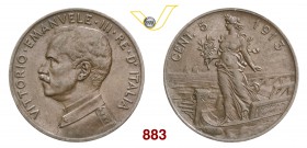 VITTORIO EMANUELE III (1900-1946) 5 Centesimi 1913 Roma “Italia su prora” senza punto. Pag. 895a MIR 1163e Cu g 4,90 Molto rara q.SPL
