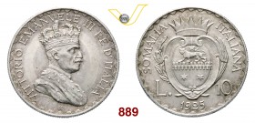 VITTORIO EMANUELE III - monetazione per la Somalia (1900-1946) 10 e 5 Lire 1925 Roma. Pag. 989/990 e 1182a MIR 1181a Ag Rare (2 es.) SPL÷FDC