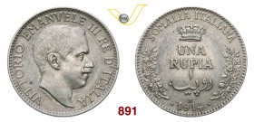 VITTORIO EMANUELE III - monetazione per la Somalia (1900-1946) Rupia 1914 Roma. Pag. 961 MIR 1175d Ag g 11,66 BB
