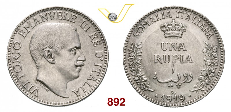 VITTORIO EMANUELE III - monetazione per la Somalia (1900-1946) Rupia 1919 Roma. ...