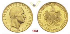 ALBANIA ZOG I, Re (1928-1938) 100 Franga 1938 "27 IV" Fb. 13 Au g 32,25 Molto rara SPL÷FDC