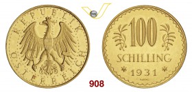 AUSTRIA 100 Scellini 1931. Fb. 520 Au g 23,59 • Fondi speculari FDC