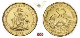 BAHAMAS 100 Dollari 1974, Fb. 22 Au 500‰ g 18,01 FDC