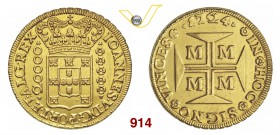 BRASILE JOAO V (1706-1750) 20000 Reis 1724, Minas Gerais. Kr. 117 Au g 53,59 Rara SPL