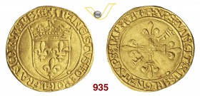 FRANCIA FRANCESCO I (1515-1547) Scudo d'oro del Sole. D/ Stemma coronato R/ Croce gigliata accantonata da due F coronate. Fb. 342 Au g 3,40 BB+
