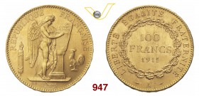 FRANCIA III REPUBBLICA (1870-1940) 100 Franchi 1911 A, Parigi. Gad. 1137a Fb. 590 Au g 32,26 q.FDC