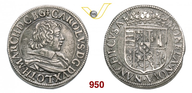 FRANCIA - Lorena CARLO IV Testone 1619. D/ Busto a d. R/ Stemma coronato. Bd. 15...
