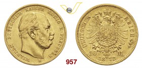 GERMANIA - Prussia GUGLIELMO I (1861-1888) 10 Marchi 1872 B. Fb. 3820 Au g 3,95 BB/SPL