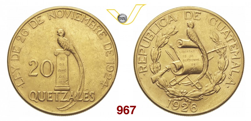 GUATEMALA 20 Quetzales 1926. Fb. 48 Au g 33,45 SPL