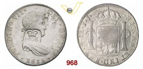 HONDURAS GIORGIO III (1760-1820) 6 Shilling 1 Pennu contromarcato su un 8 Reales messicano del 1818. Kr. 2 Ag g 26,80 BB+