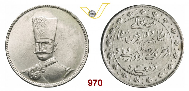 IRAN NASIR AL-DIN SHAH (1848-1896) 5 Krans AH 1312 (1884-1885) Kr. X11 Ag g 23,4...