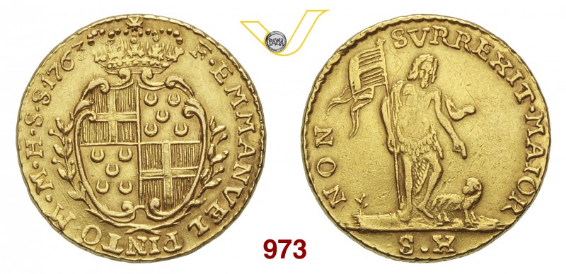 MALTA EMMANUEL PINTO (1741-1773) 10 Scudi 1763, Valletta. Fb. 36 Au g 7,85 BB