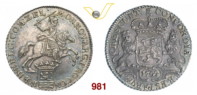 OLANDA - Zeeland Ducatone 1792. Delmonte 1028 Ag g 32,63 • Data non comune; bell...