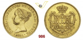 PORTOGALLO MARIA II (1834-1853) 2500 Reis 1851. Fb. 143 Au g 4,52 BB÷SPL