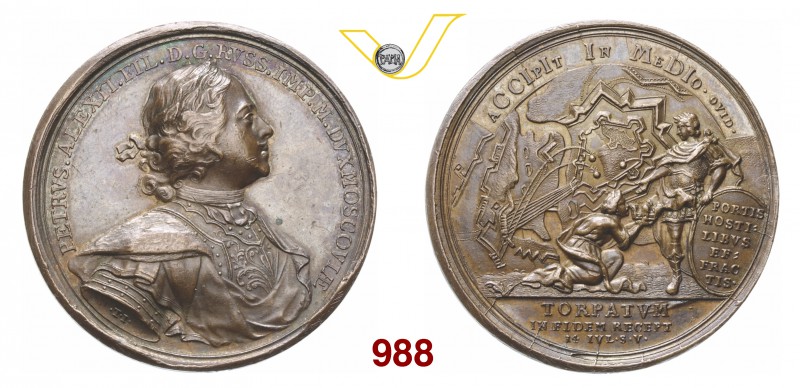 RUSSIA PIETRO I (1689-1725) Med. 1704 per la presa di Doprat, 14/07/1704. Diakov...