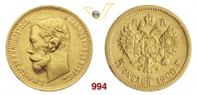 RUSSIA NICOLA II (1894-1917) 5 Rubli 1900. Fb. 180 Au g 4,26 SPL