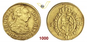 SPAGNA CARLO III (1759-1788) 1/2 Escudo 1788 Sevilla. Calicò 798 Au g 1,73 BB+