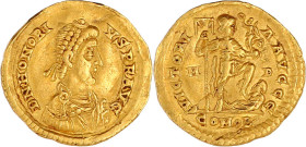 Solidus 402/406, Mediolanum. 4,39 g. sehr schön, Kratzer. RIC 1206.