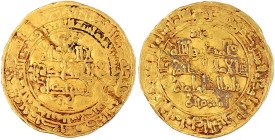 Dinar AH 399 = 1008, Naysabur. Mit Kalif al-Qadir und Thronerbe al-Ghalib. 4,10 g. sehr schön, Knickspur. Album 1606.
