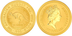 100 Dollars Kangaroo 1990. 1 Unze Feingold. In Originalkapsel. Stempelglanz. Krause/Mishler 121.
