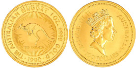 100 Dollars Kangaroo 1990. 1 Unze Feingold. In Originalkapsel. Stempelglanz. Krause/Mishler 121.