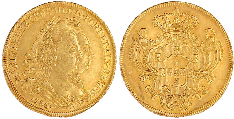 6400 Reis (Peca) 1785 R, Rio de Janeiro. 14,30 g. 917/1000. vorzüglich, kl. Krat...