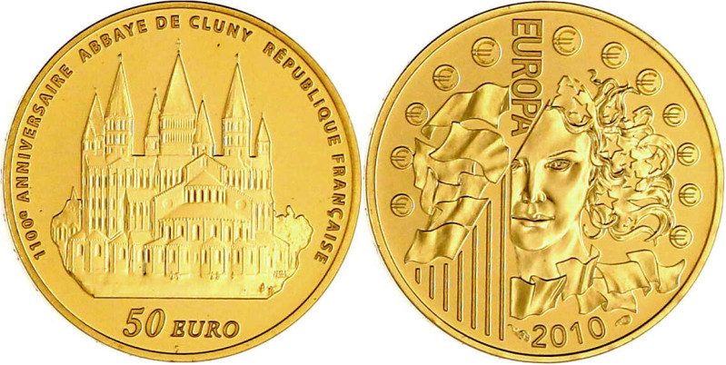 50 Euro 2010. Abtei Cluny. 8,45 g. 920/1000. Im Etui mit Zertifikat. Polierte Pl...