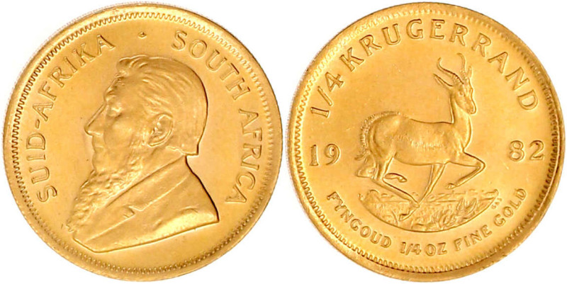 1/4 Krügerrand 1982, 1/4 Unze Gold. Stempelglanz. Krause/Mishler 106.