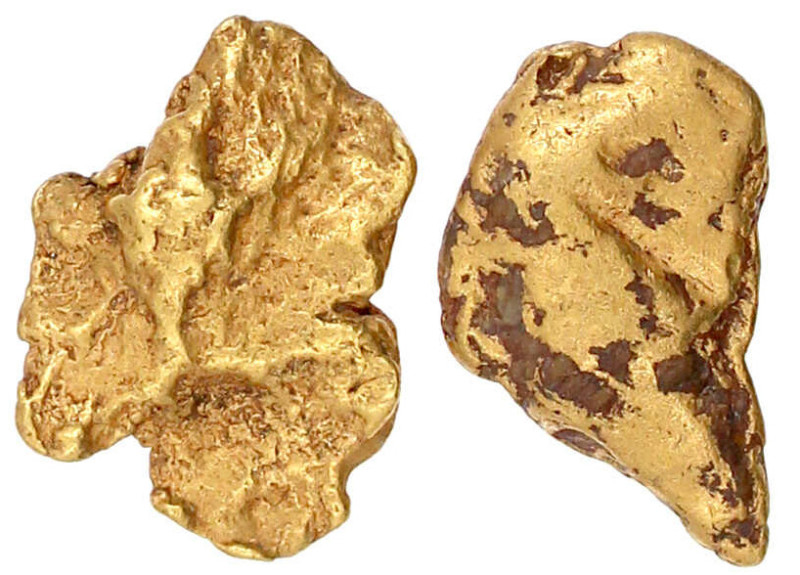 2 Goldnuggets in den Gewichten von 7,45 und 6,00 g. Fundort Australien. RFA 92 -...