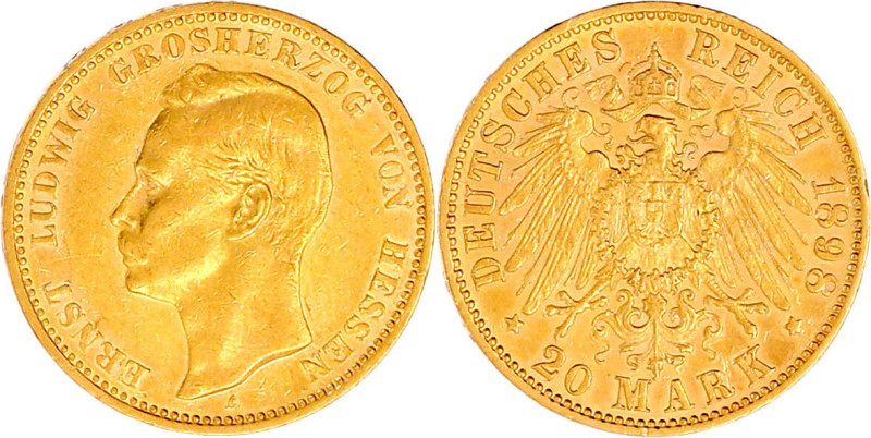 20 Mark 1898 A. vorzüglich. Jaeger 225.